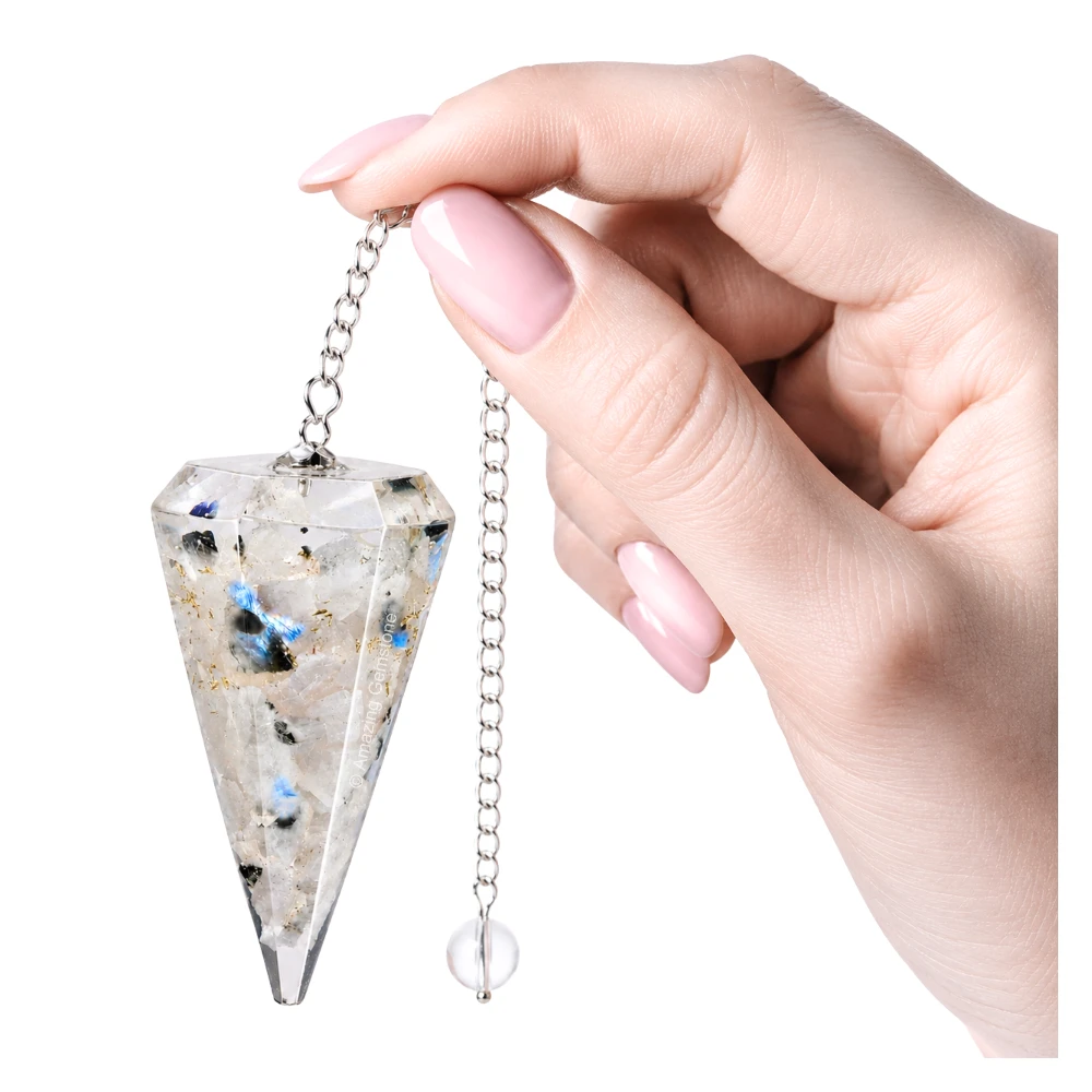 Rainbow Moonstone Orgone Pendulum