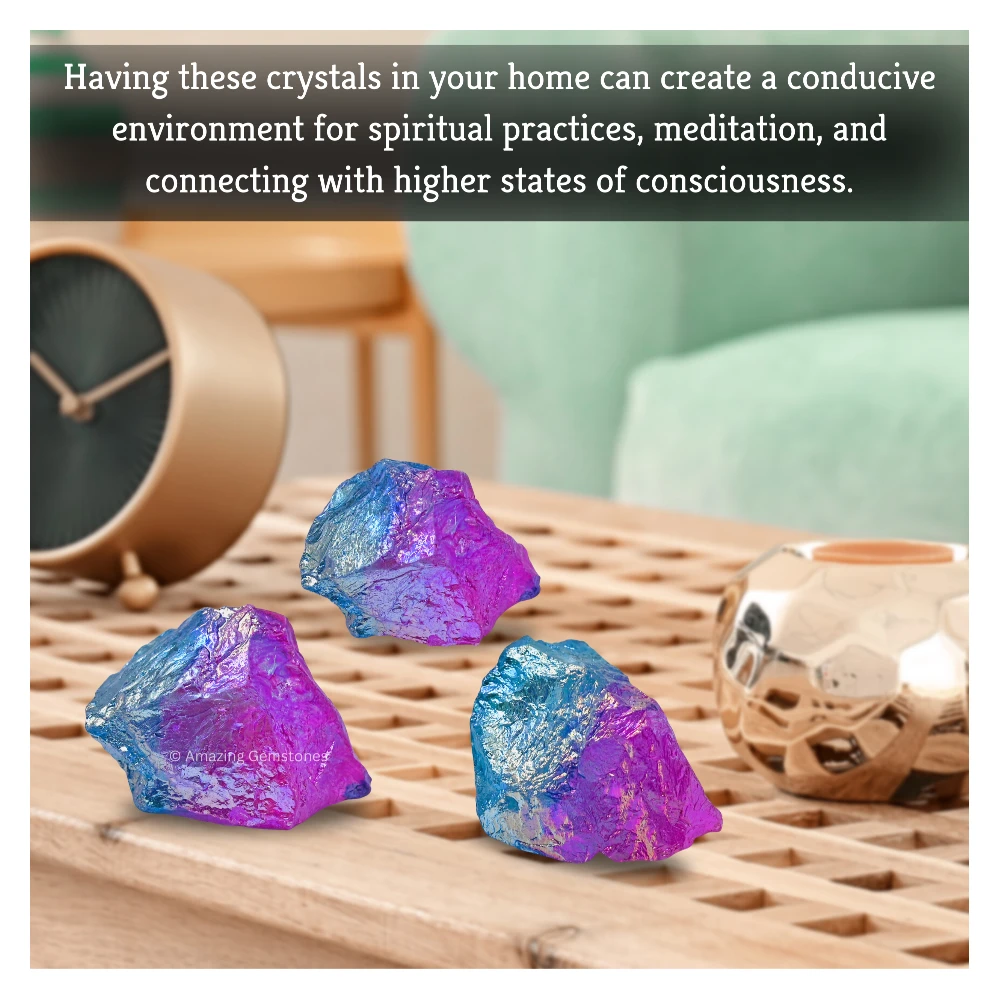 Rose-Aqua Aura Quartz Raw Crystals (5 Pieces)