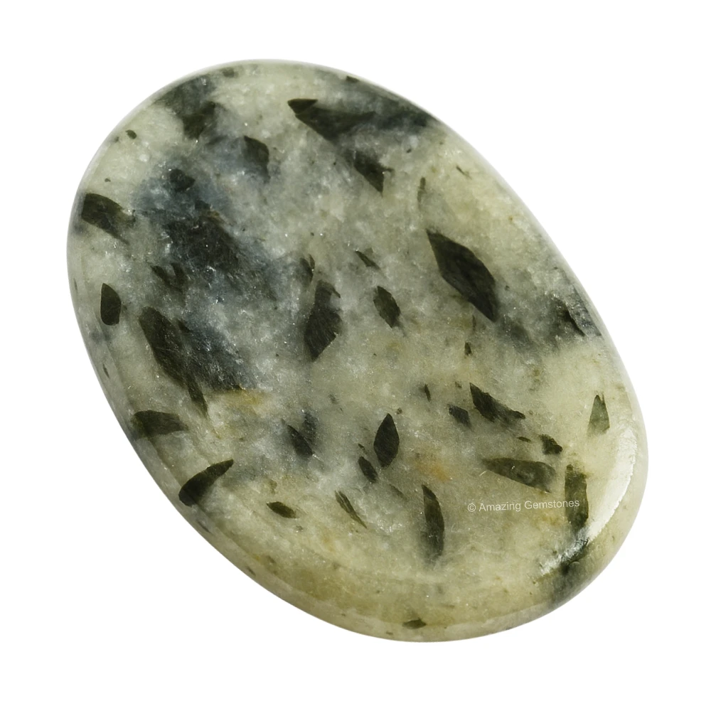 Green Tourmaline In Quartz Worry Stone