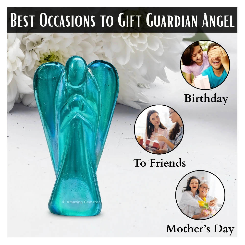 Aqua Aura Quartz Angel Figurine (2 Inch)