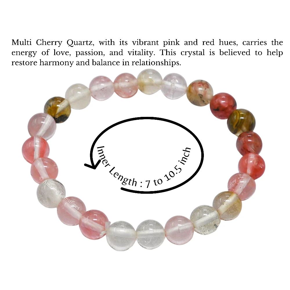 Multi Cherry Quartz Bracelet (Strechable)