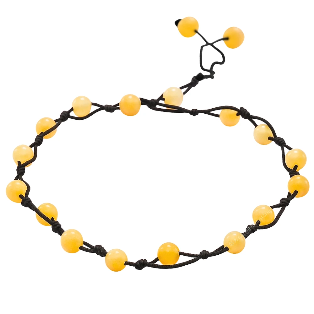 Yellow Calcite Anklet (Hand Knotted)