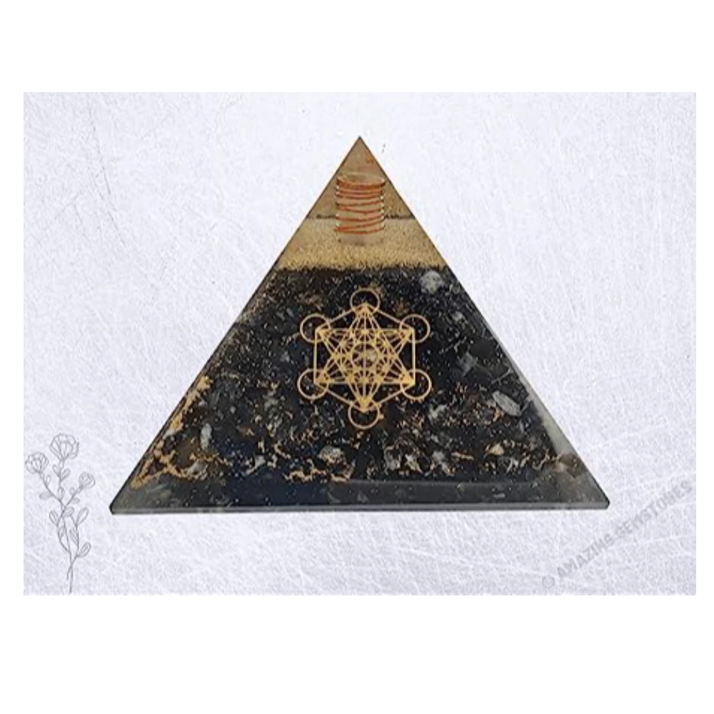 Black Tourmaline Orgone Pyramid Metatron Cube (Extra Large)