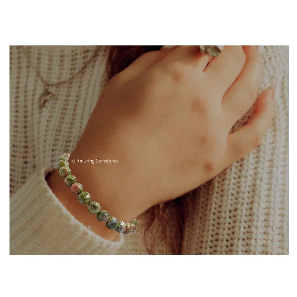 Unakite Bracelet (Faceted-Stretchable)