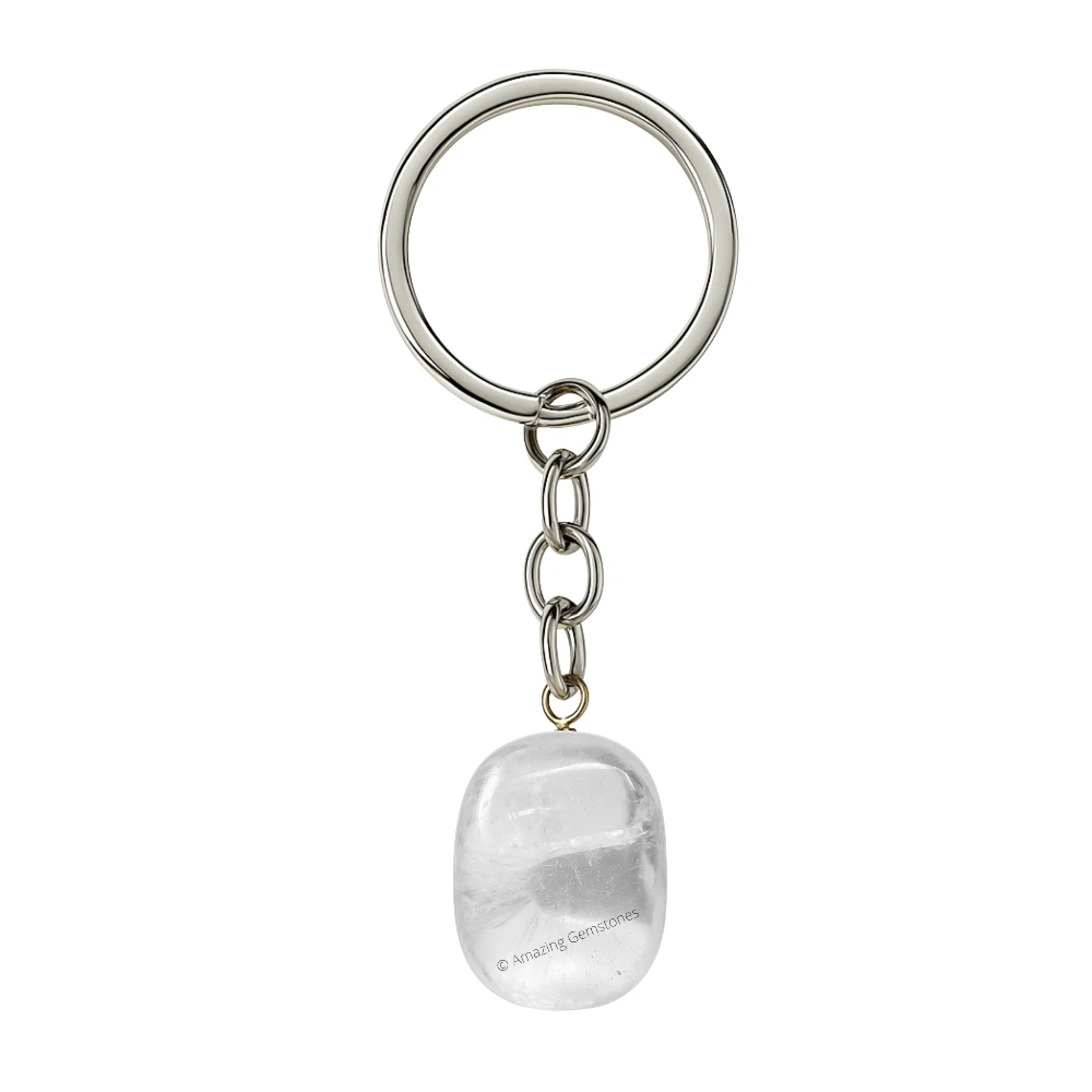 Clear Quartz Keychain Keys Holder (A Grade Tumble)