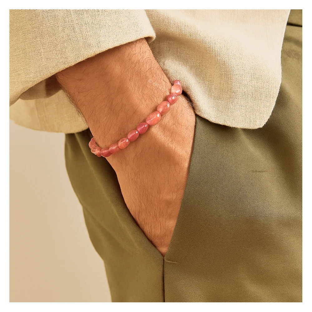 Strawberry Quartz Tumbled Stone Bracelet (Stretchable)