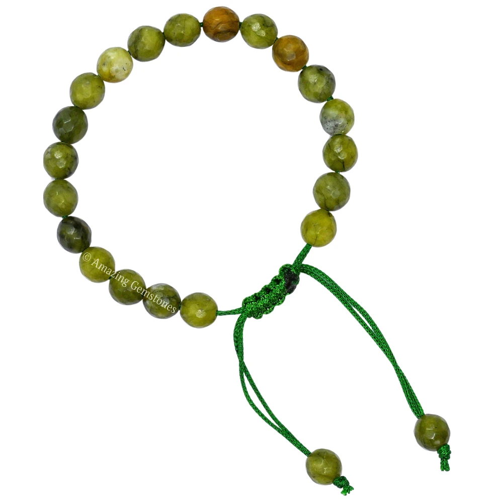 Green Jade Bracelet (Faceted) (Adjustable)