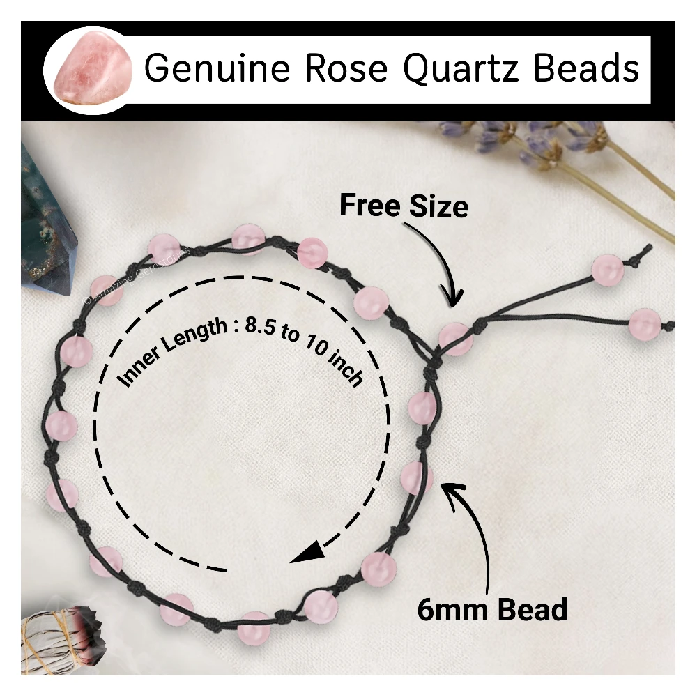 Rose Quartz Anklet (Hand Knotted)