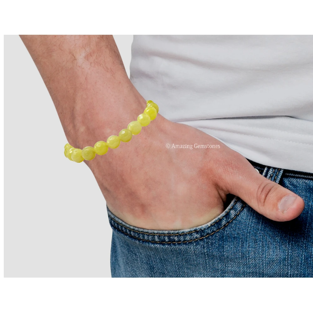 Lemon Jade Bracelet (Faceted) (Stretchable)