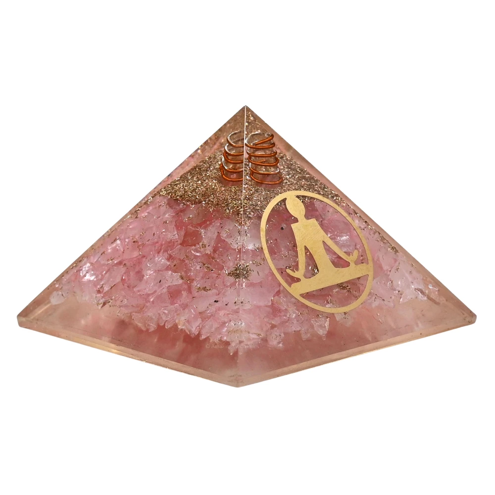 Rose Quartz Orgone Pyramid - Buddha