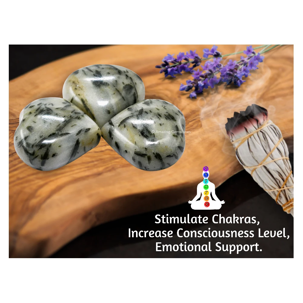 Green Tourmaline In Quartz Heart