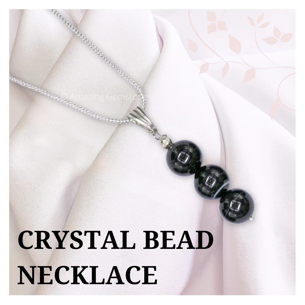 Black Sulemani Hakik Bead Pendant (Silver)