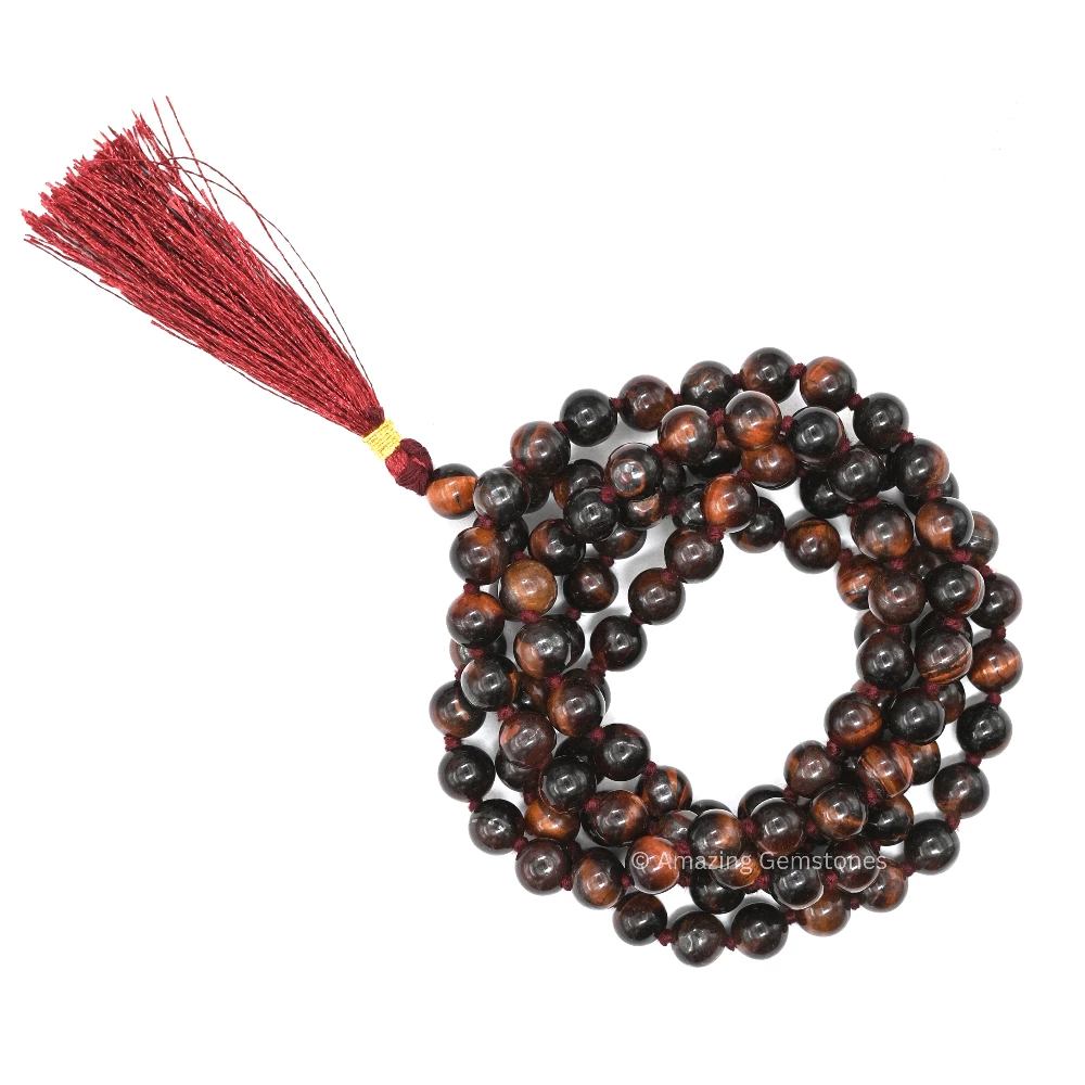 Red Tiger Eye Mala (Hand Knotted)