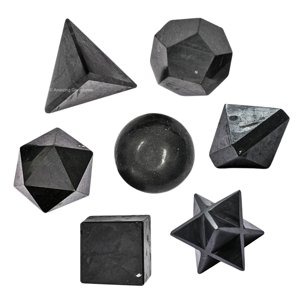 Shungite Platonic Solid - 7 Pcs