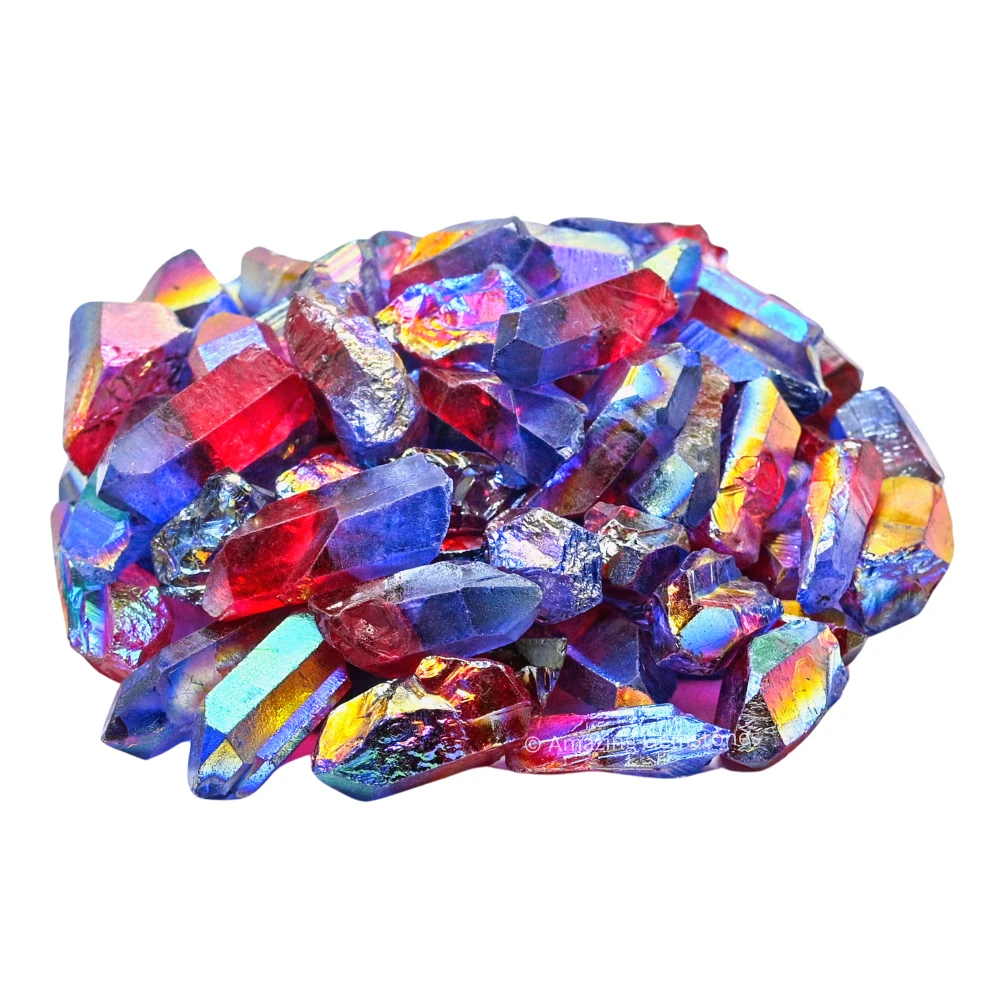 Ruby Tanzine Aura Quartz Raw Crystal Points (2 Pieces)