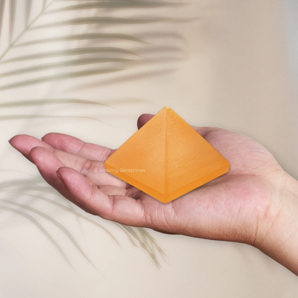 Orange Selenite Pyramid (1.5 Inch)