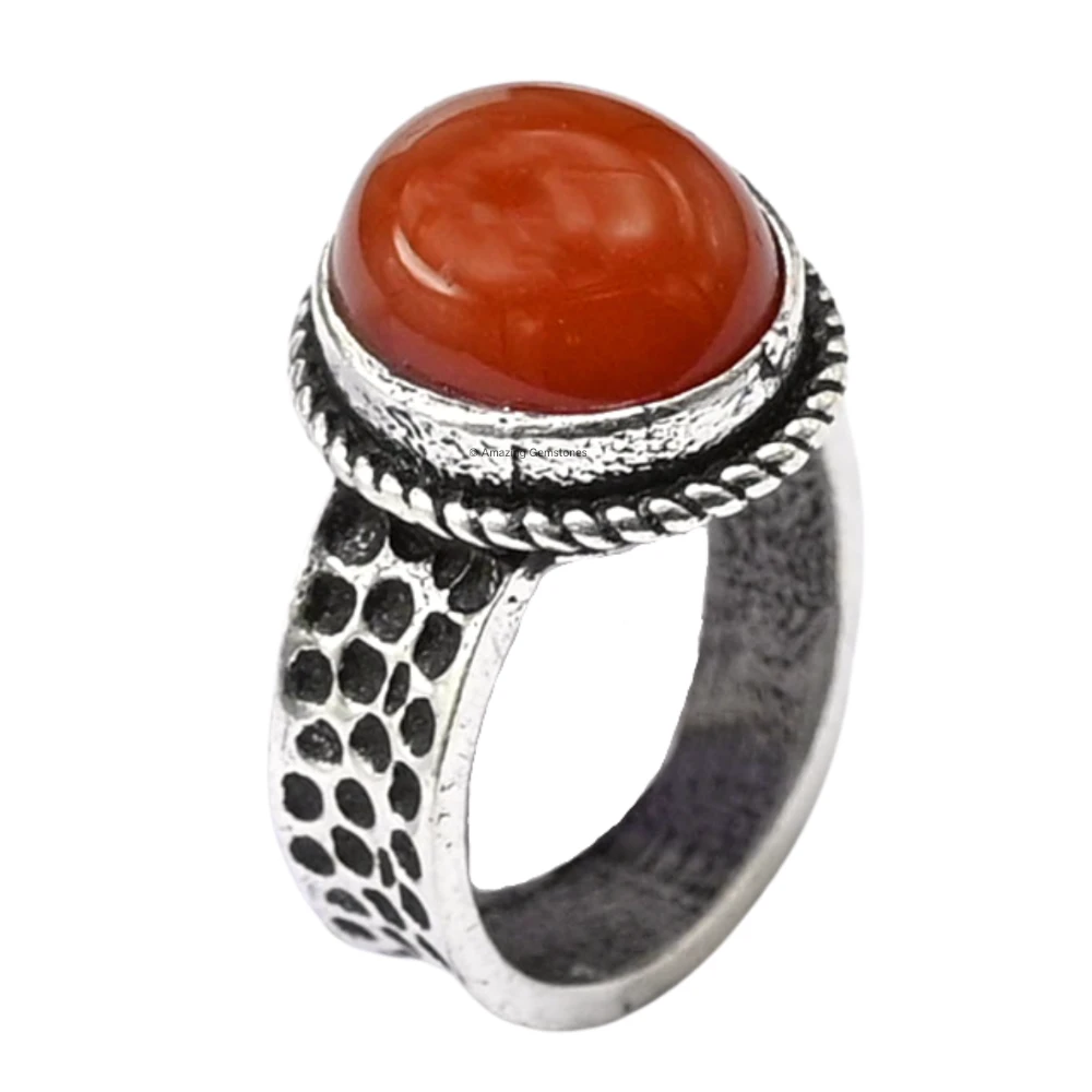 Carnelian Onyx Crystal Ring (Silver)