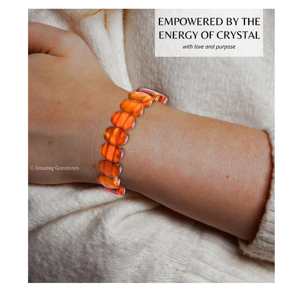 Carnelian Faceted Bracelet - Oval Stone