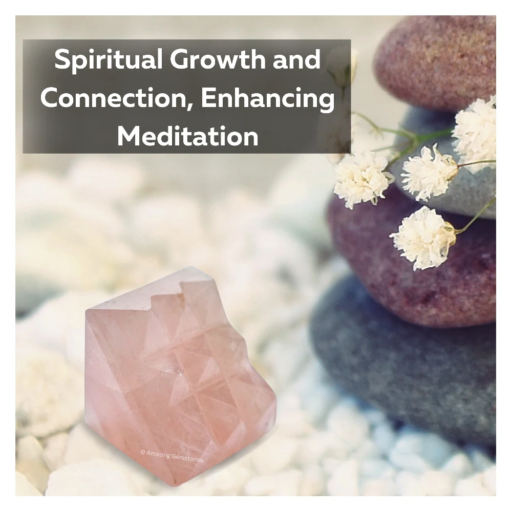 Rose Quartz Lemurian Pyramid - Under 9 Pyramid Plate