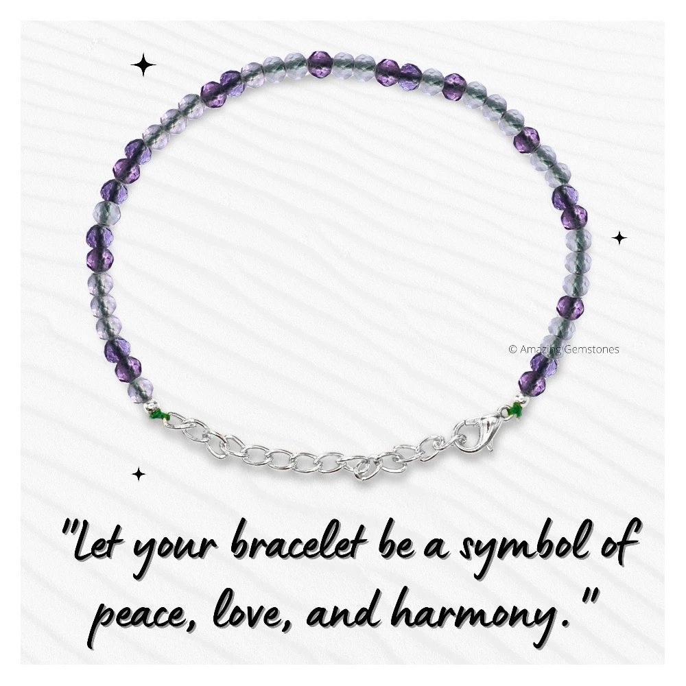 Green Fluorite Crystal Bracelet - 2mm Faceted Bead (Silver)