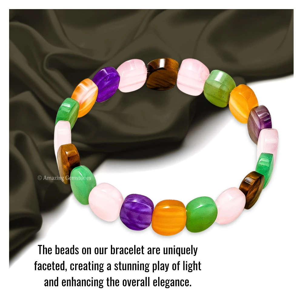 Multi Stone Faceted Bracelet - Oval Stone