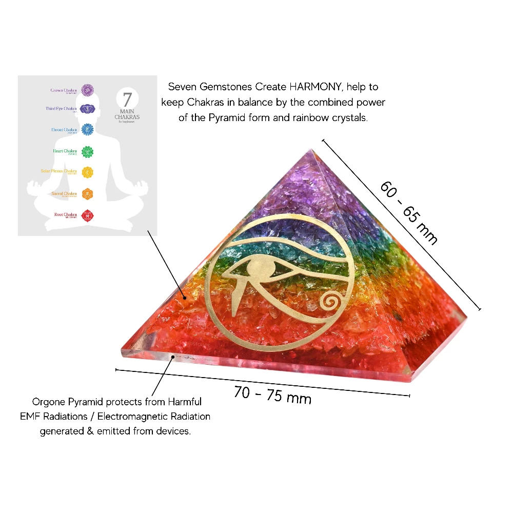 Chakra Onyx Orgone Pyramid - Eye of Horus