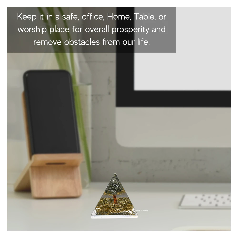 Copper Flakes with Pyrite Tree Orgone Pyramid - Mini