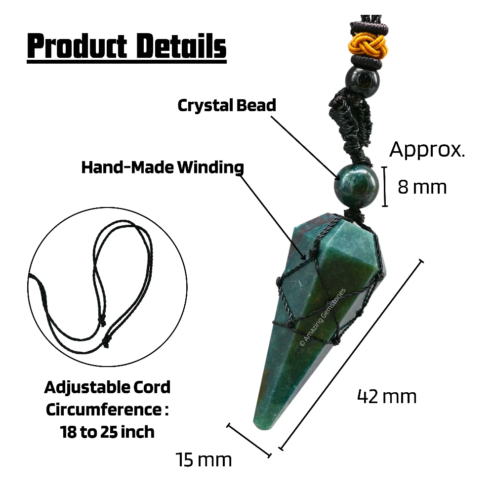 Bloodstone Pendulum Pendant Necklace (Macrame)