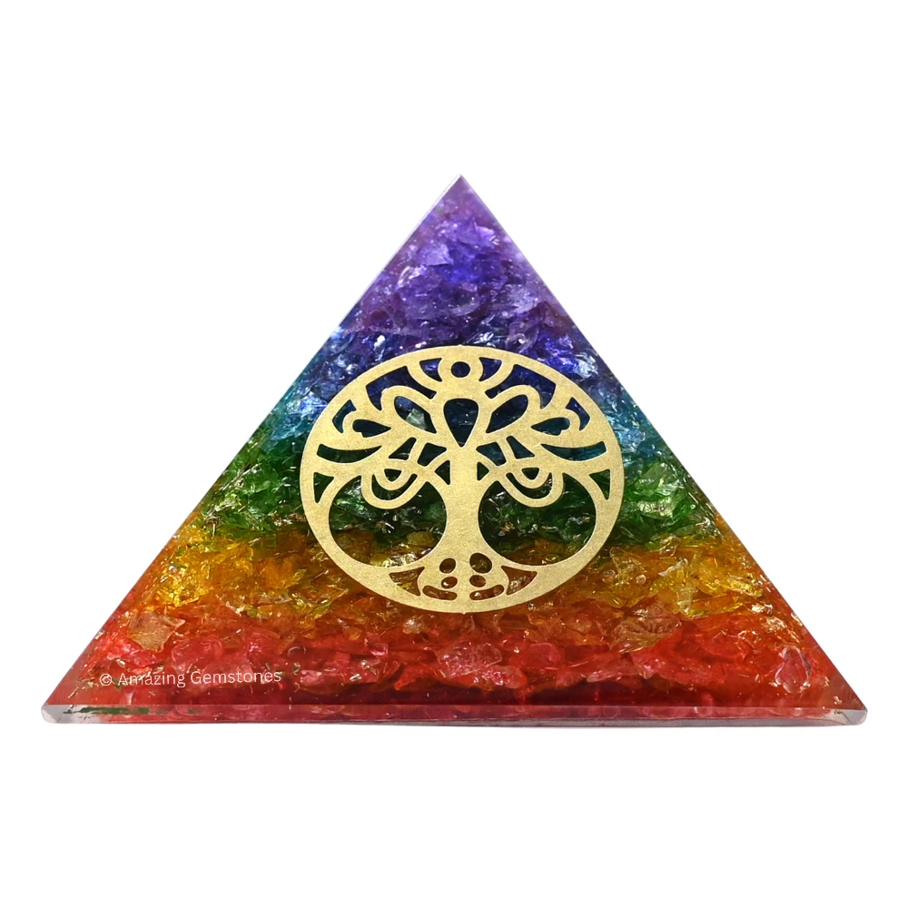 Chakra Onyx Orgone Pyramid - Vintage Tree of Life