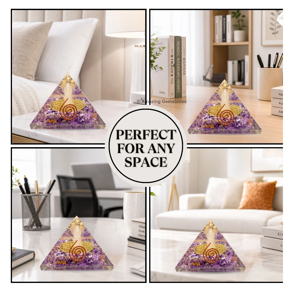 Amethyst Orgone Pyramid - Angel Glow in Dark