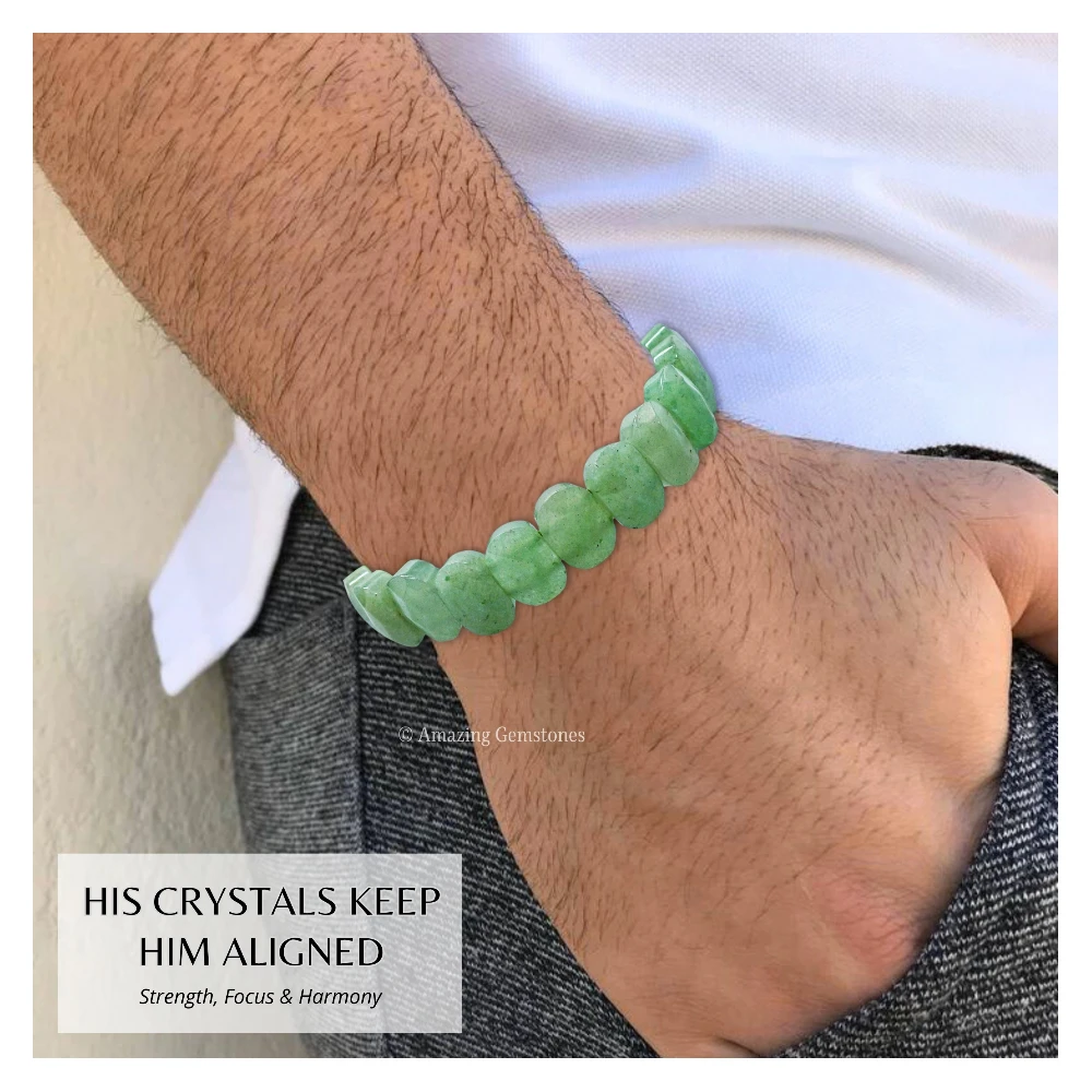 Green Aventurine Faceted Bracelet - Oval Stone