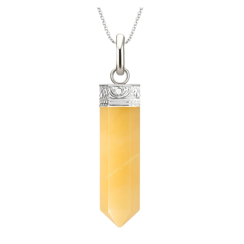 Yellow Aventurine Necklace - Pencil Point (Silver)