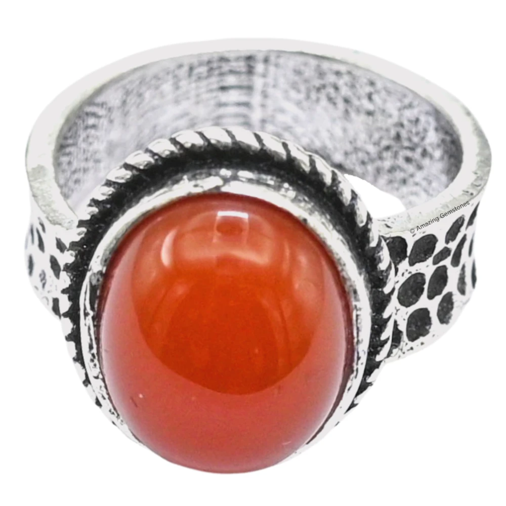 Carnelian Onyx Crystal Ring (Silver)