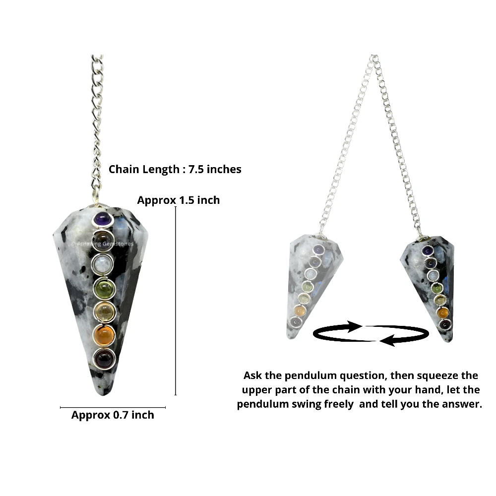 Rainbow Moonstone Chakra Crystal Pendulum