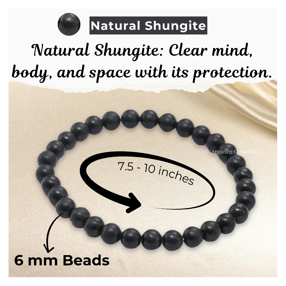 Shungite Healing Crystal Bracelets - 6mm Beads