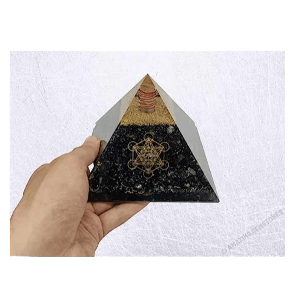 Black Tourmaline Orgone Pyramid Metatron Cube (Extra Large)