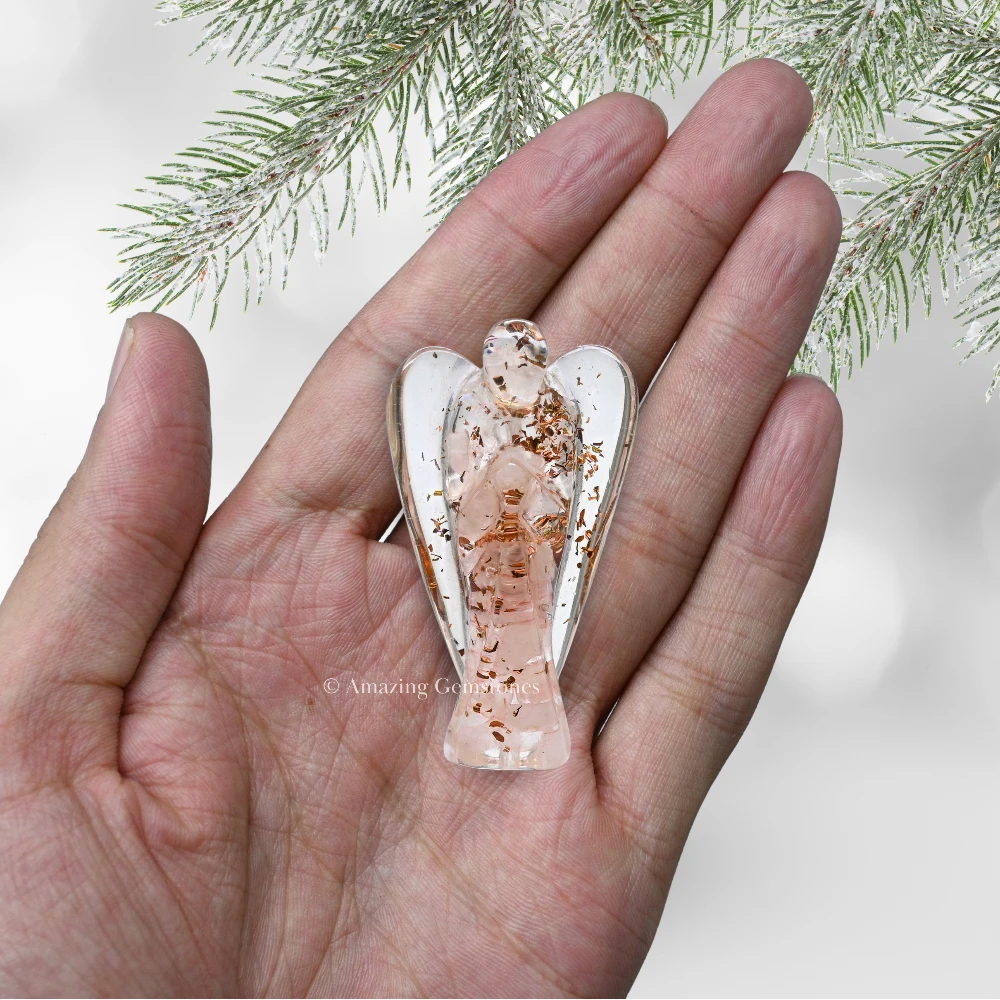Rose Quartz Orgone Angel Figurine (2 Inch)