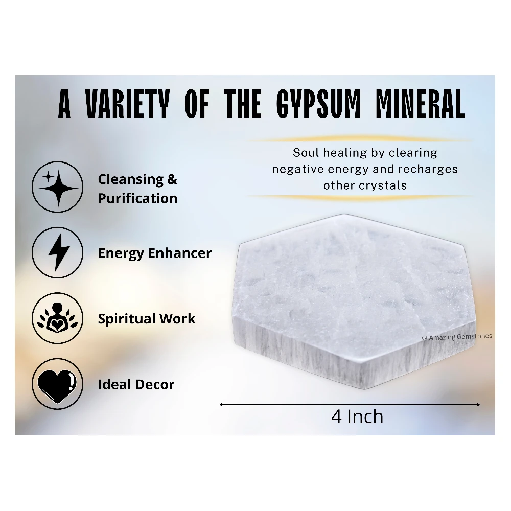 Selenite Charging Plate - Hexagon (4 Inch)