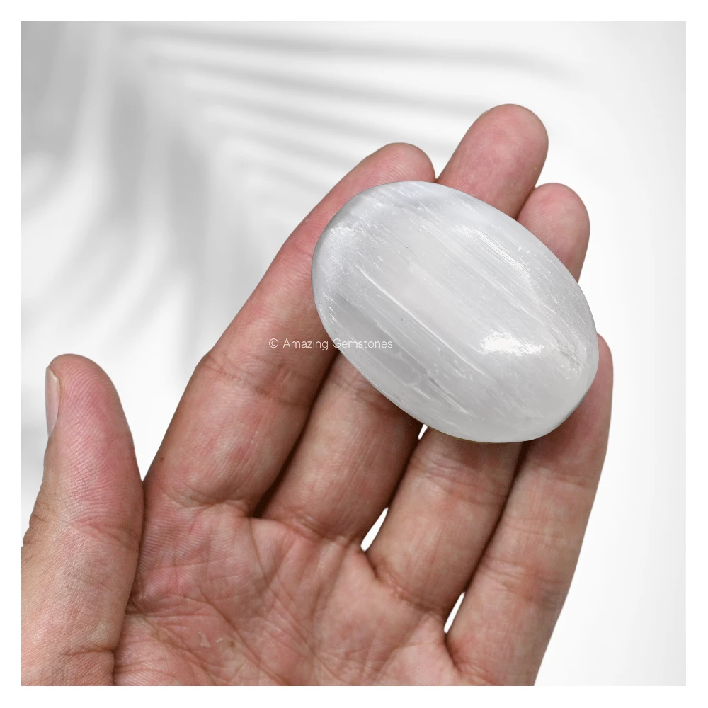 Selenite Palm Stone