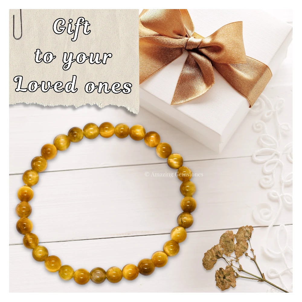 Yellow Cat's Eye Healing Crystal Bracelets - 6mm Beads