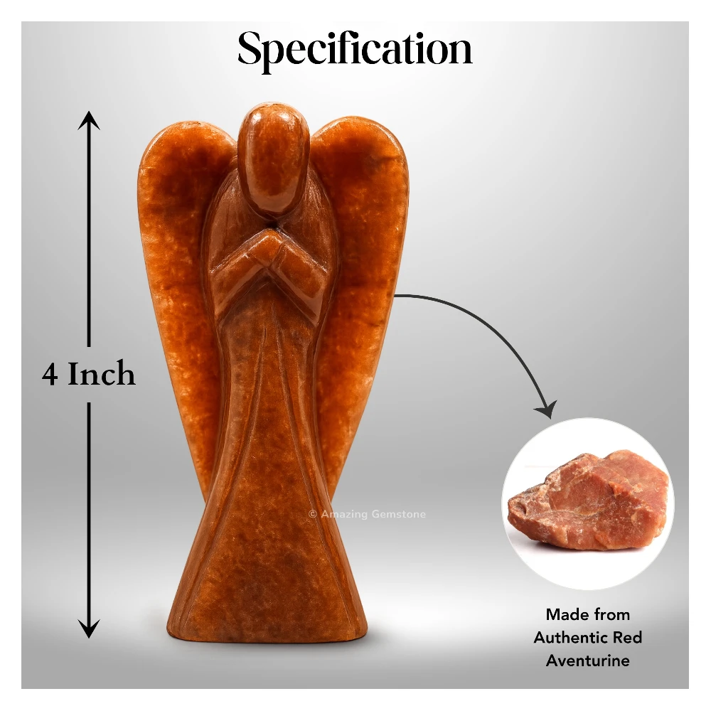 Red Aventurine Angel Figurine (4 Inch)