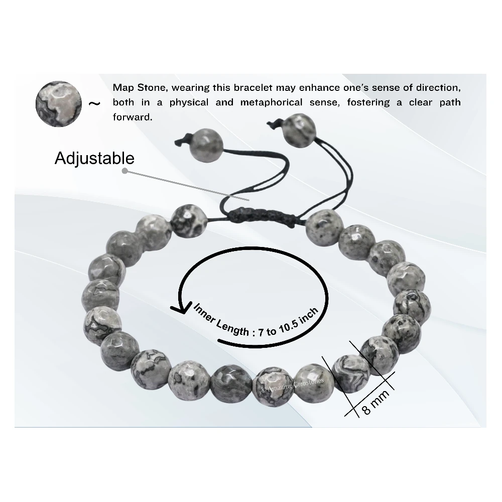 Map Stone Bracelet (Faceted) (Adjustable)