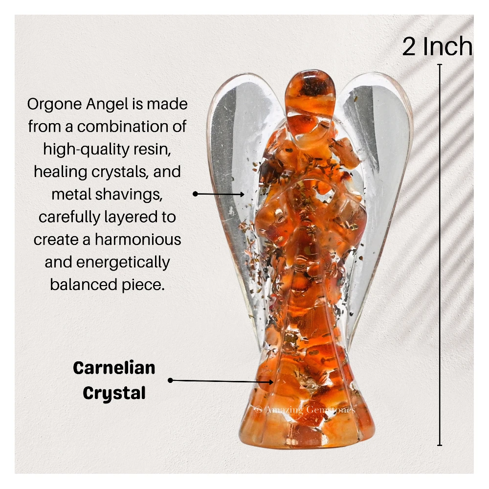 Carnelian Orgone Angel Figurine (2 Inch)
