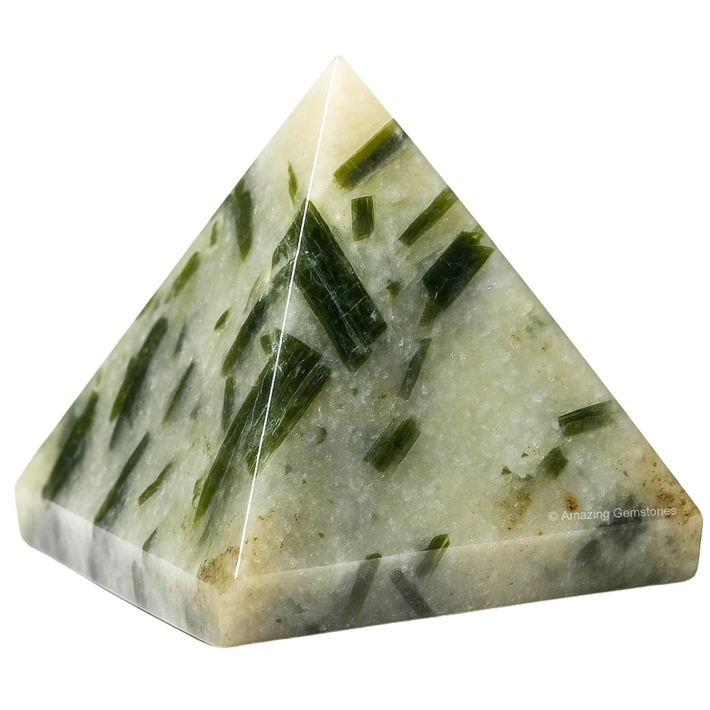 Green Tourmaline in Quartz Pyramid (1.5 Inch)