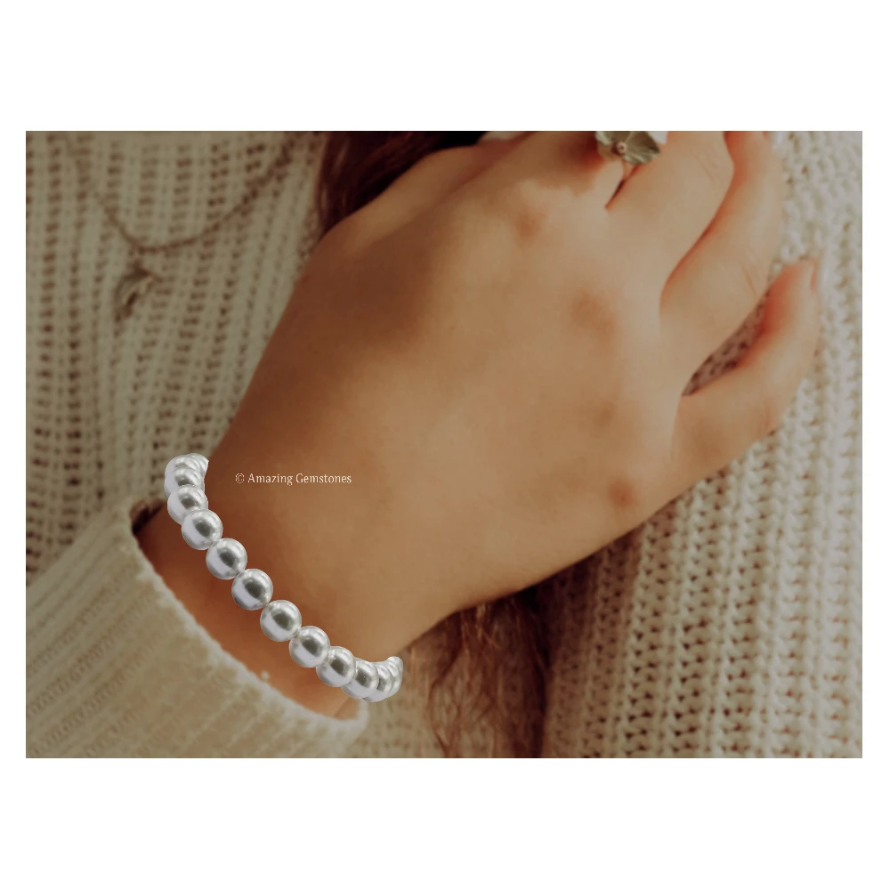 White Pearl Bracelet (Strechable)