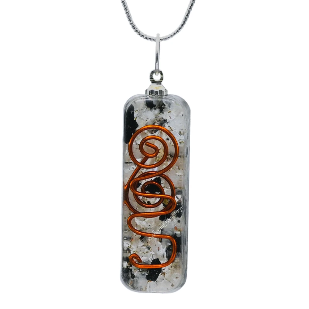 Rainbow Moonstone Crystal Orgone Pendant - Rectangle