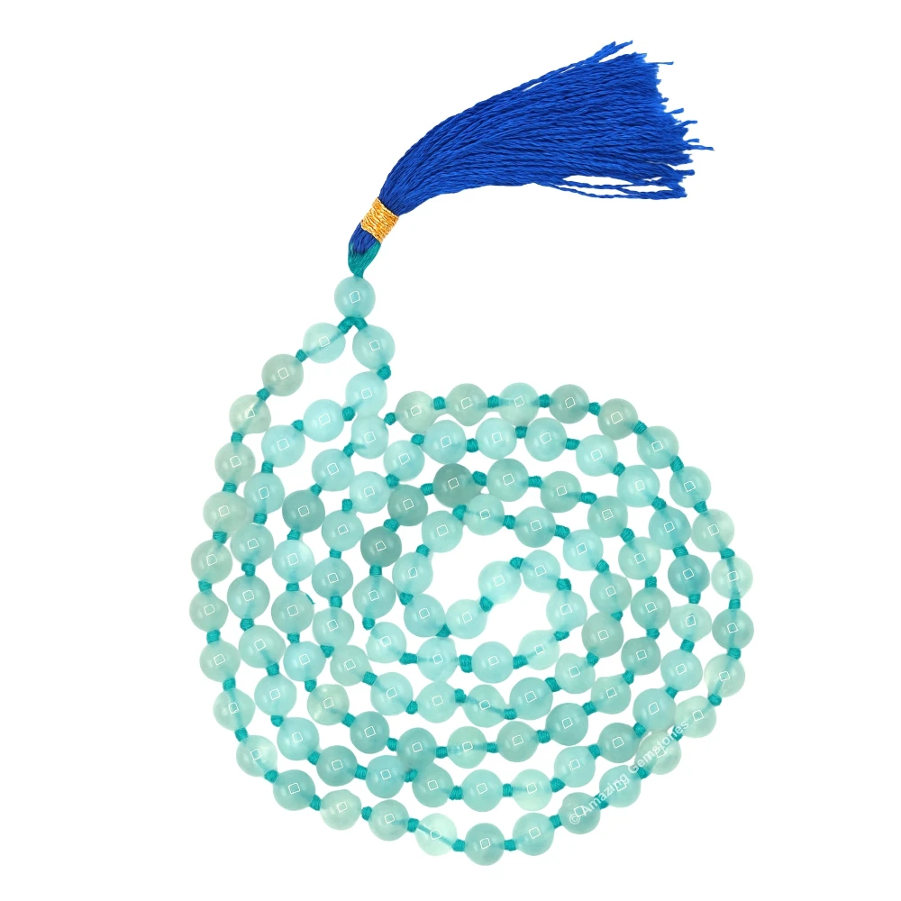 Aquamarine Mala (Hand Knotted)