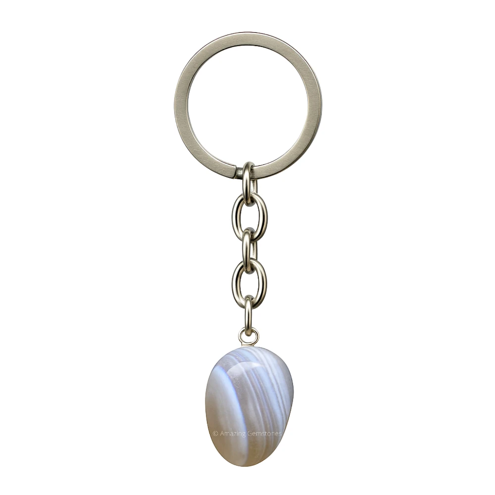 Lace Agate Keychain Keys Holder (Tumble)
