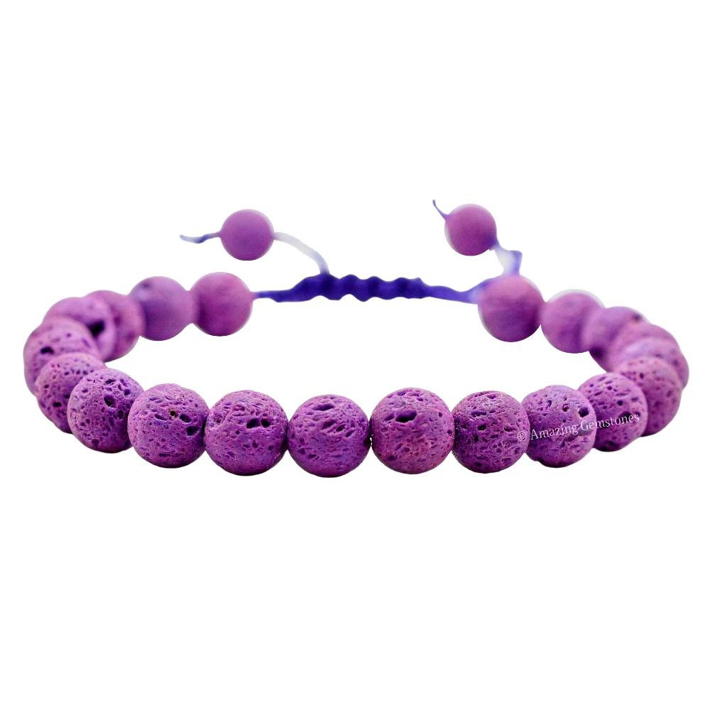 Purple Lava Stone Bracelet (Adjustable)