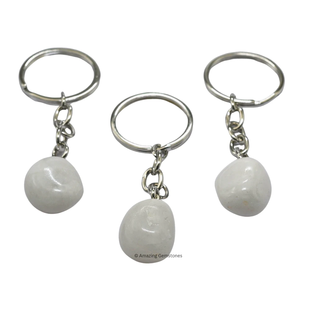 Snow Quartz Keychain Keys Holder (Tumble)